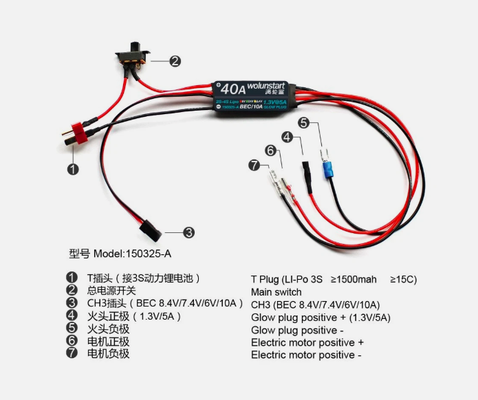 E-Start Remote Control Harness-Fits Traxxas EZ-Start RC Wolunstart 150325-A-10A